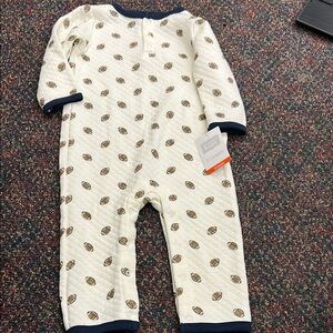 NWT Hudson baby Cream Football Print Kids One Piece